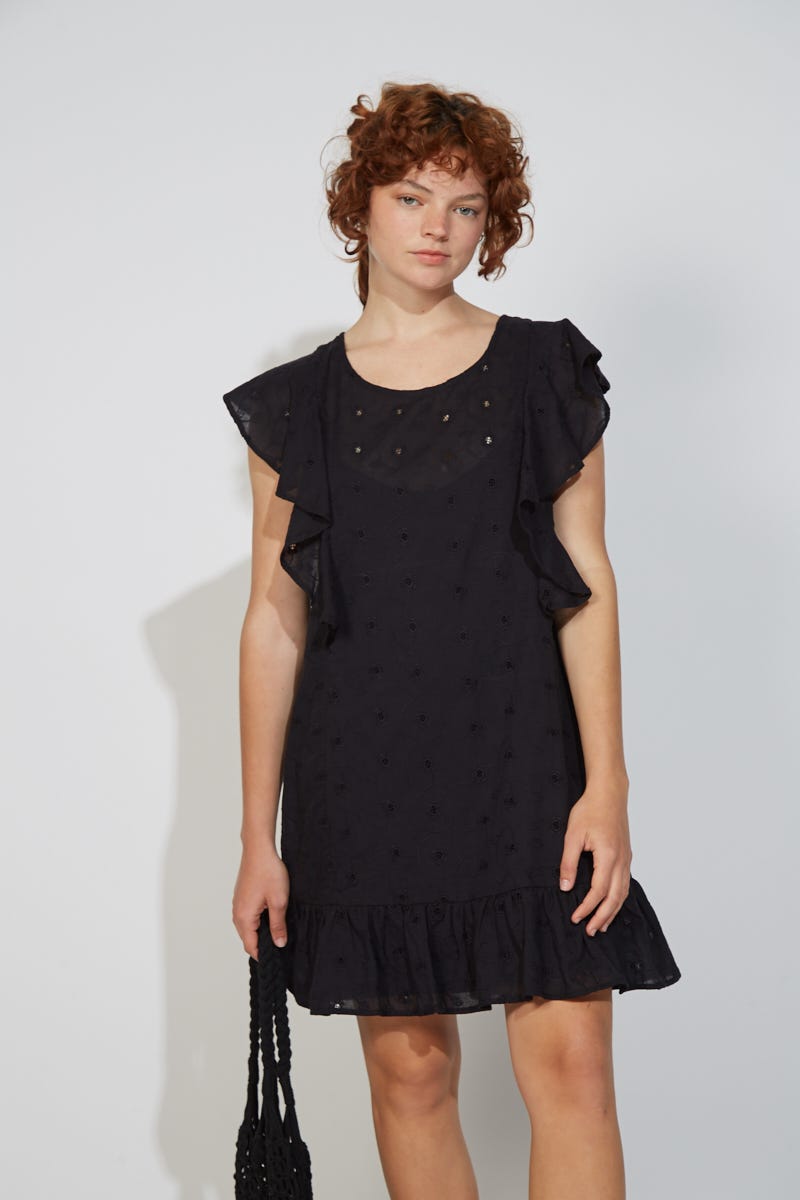 Vestido Corto Broderie y Volados