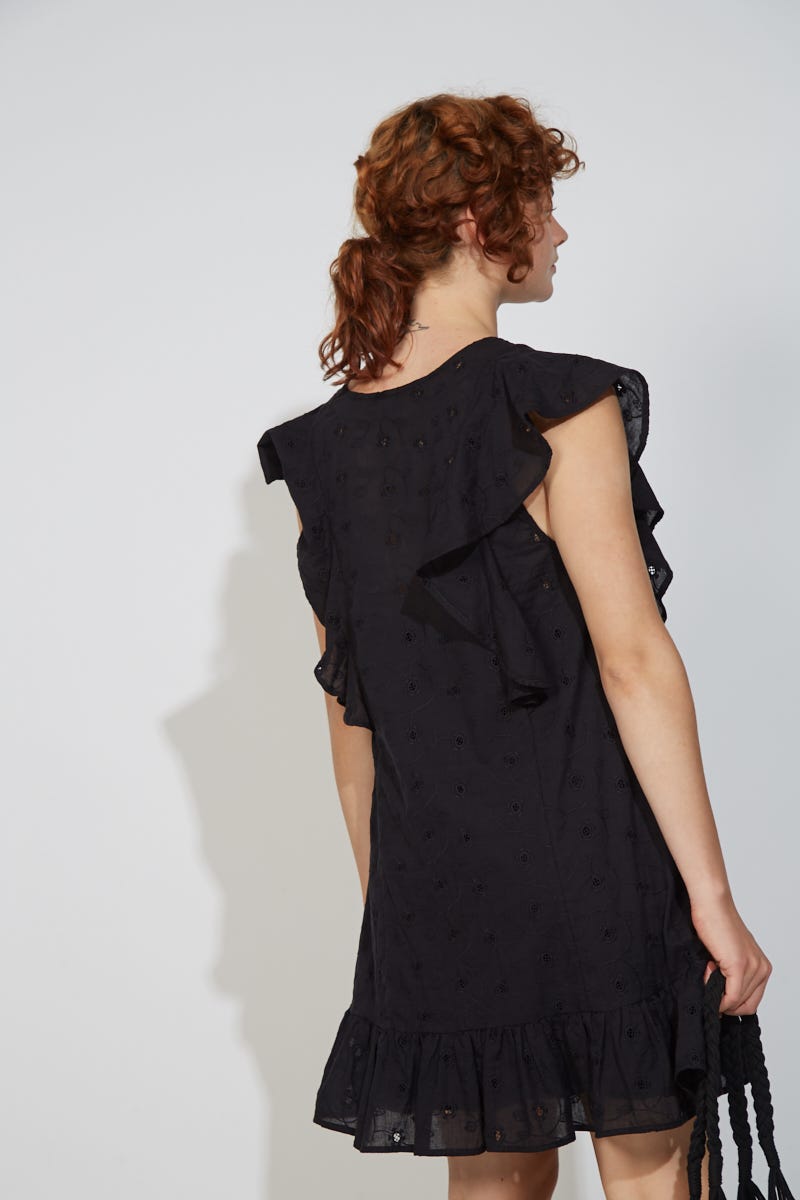 Vestido Corto Broderie y Volados