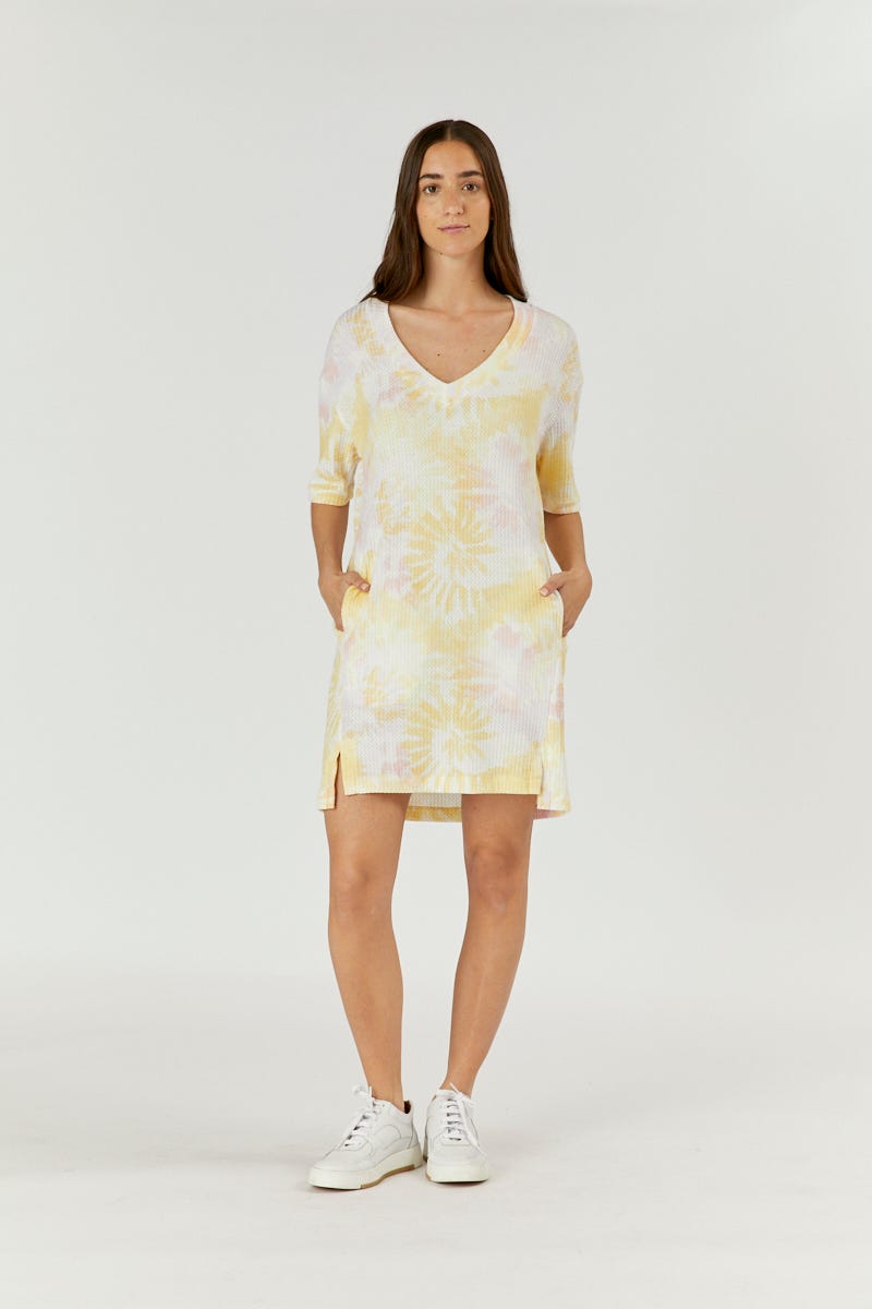 Vestido Waffle Estampa Batik