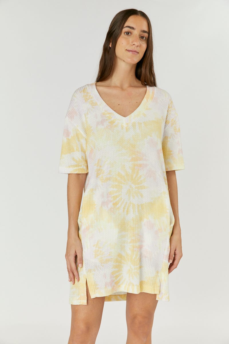 Vestido Waffle Estampa Batik