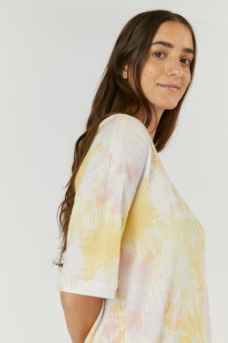 Vestido Waffle Estampa Batik