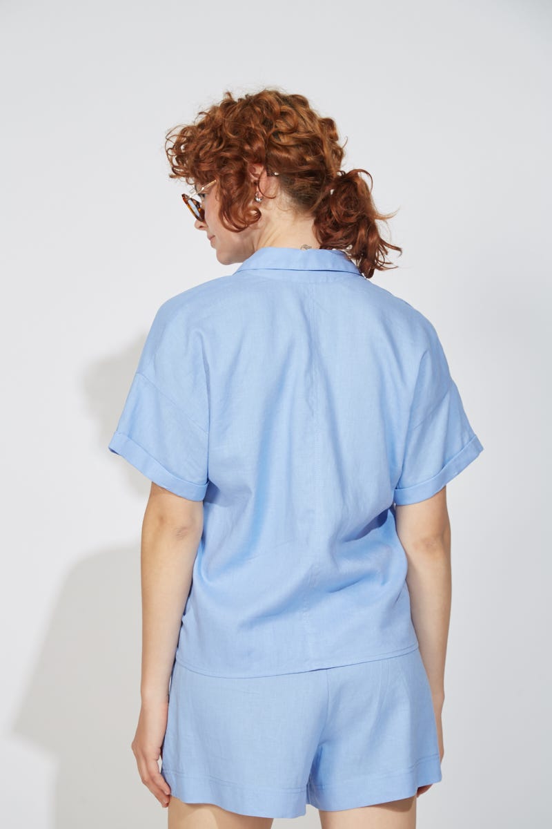 Camisa Lino Liviano Celeste