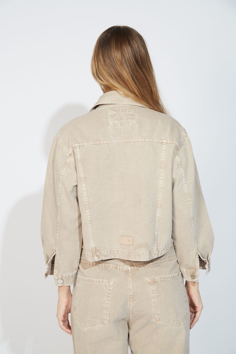 Campera Denim Crop Beige