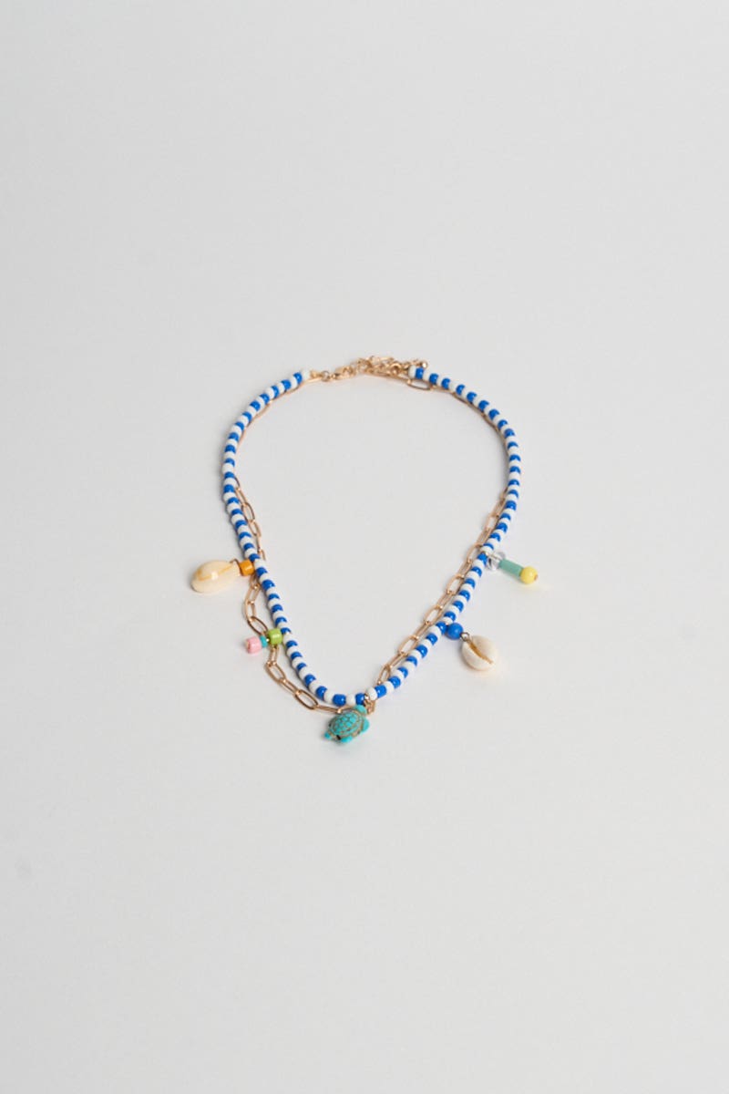 Collar Mostacillas con Dijes Marinos.