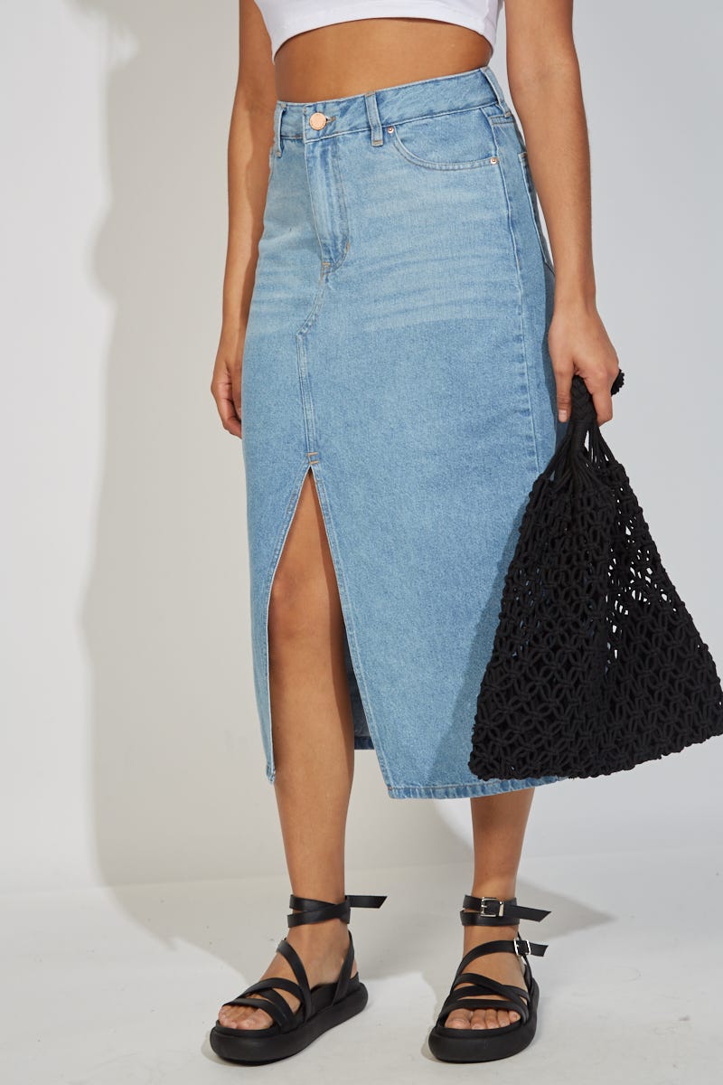 Falda Denim Larga con Abertura