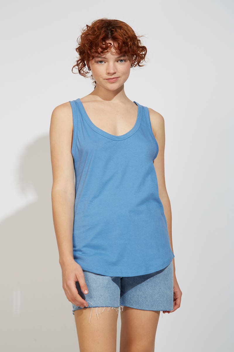 Musculosa Básica Jersey Celeste