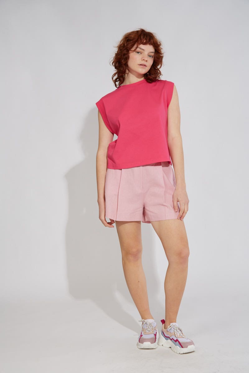 Musculosa Fucsia con Collareta Ribb