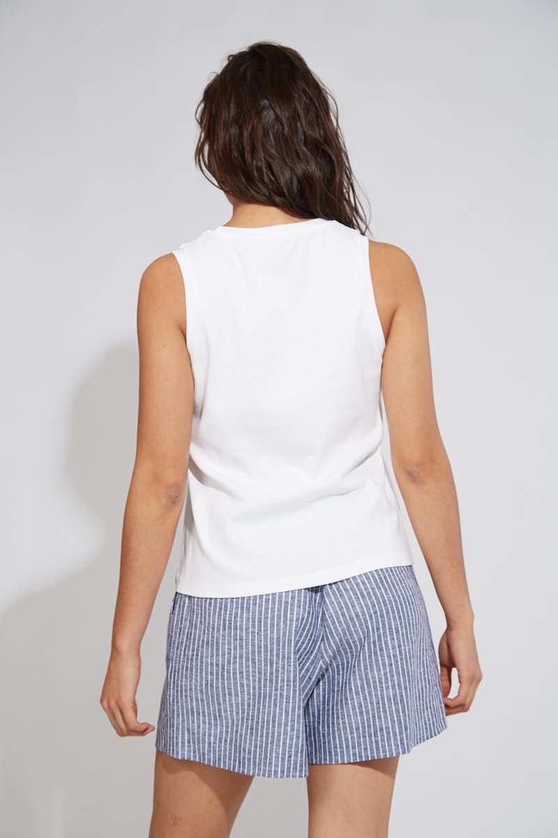 Musculosa Básica Algodón Ribb Blanca