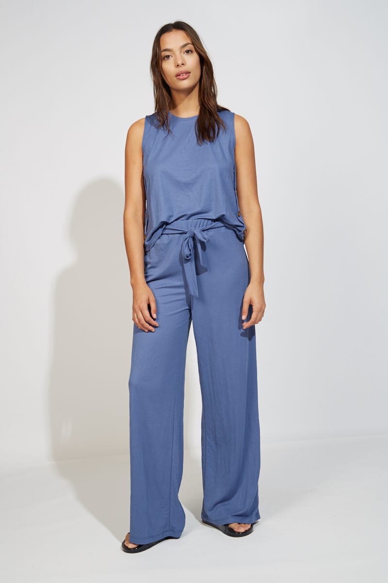 Pantalón Piqué Azul Aero