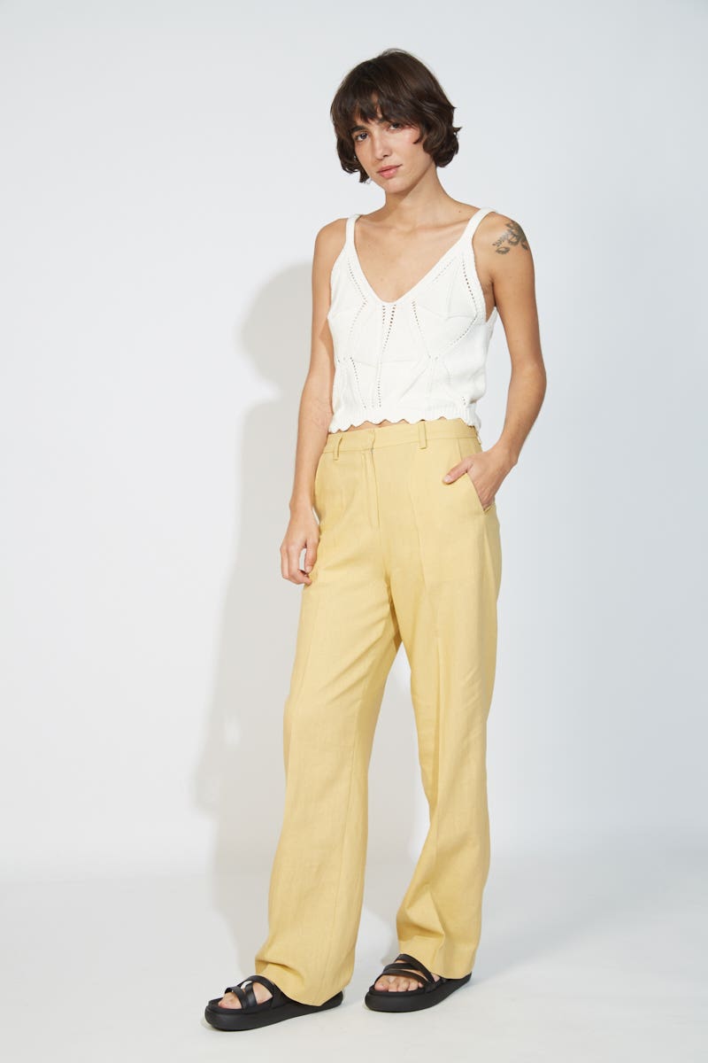 Pantalón Amarillo Corte Clásico de Lino