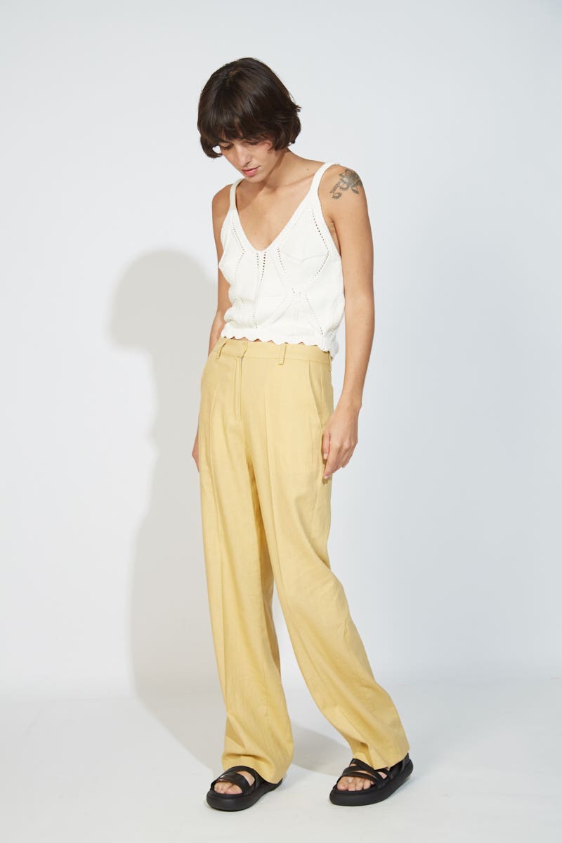 Pantalón Amarillo Corte Clásico de Lino