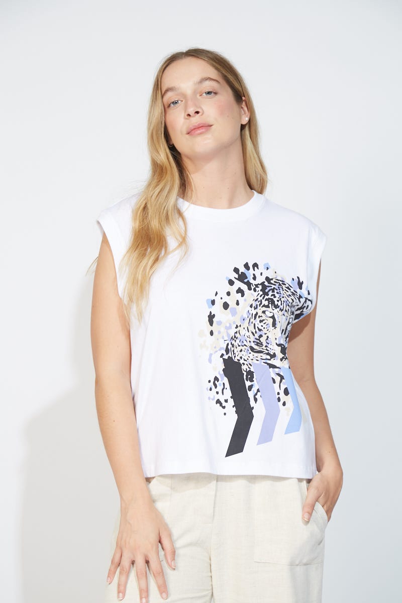 Remera Estampada Manga Sisa Amplia