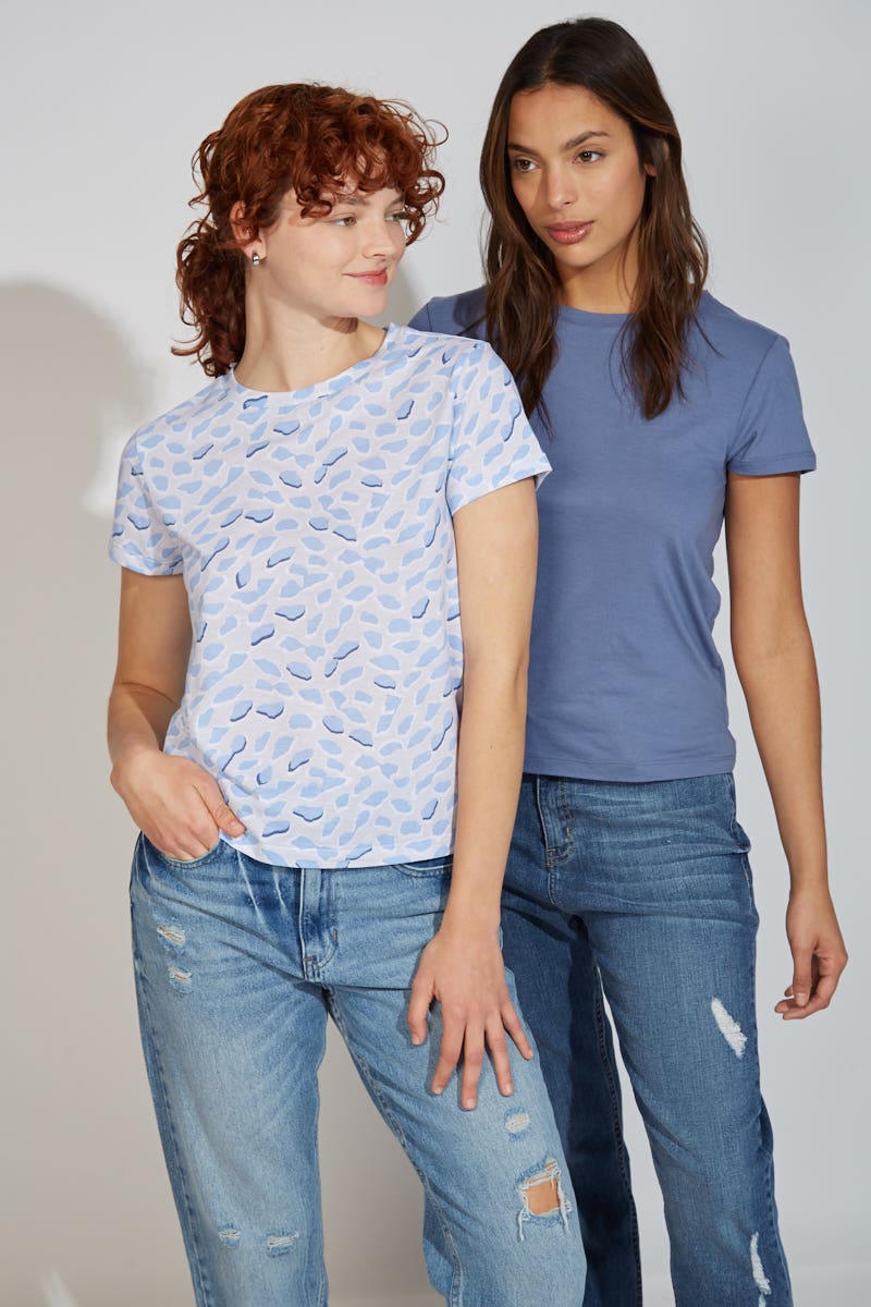 Remera Algodón Pack X2- 1 Azul Aero, 1 Animal Print