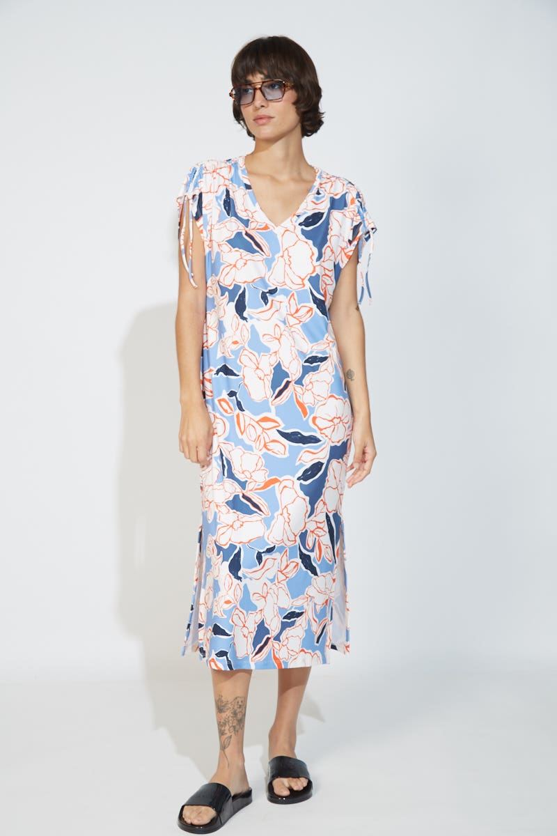 Vestido Hombro con Tiras Estampado