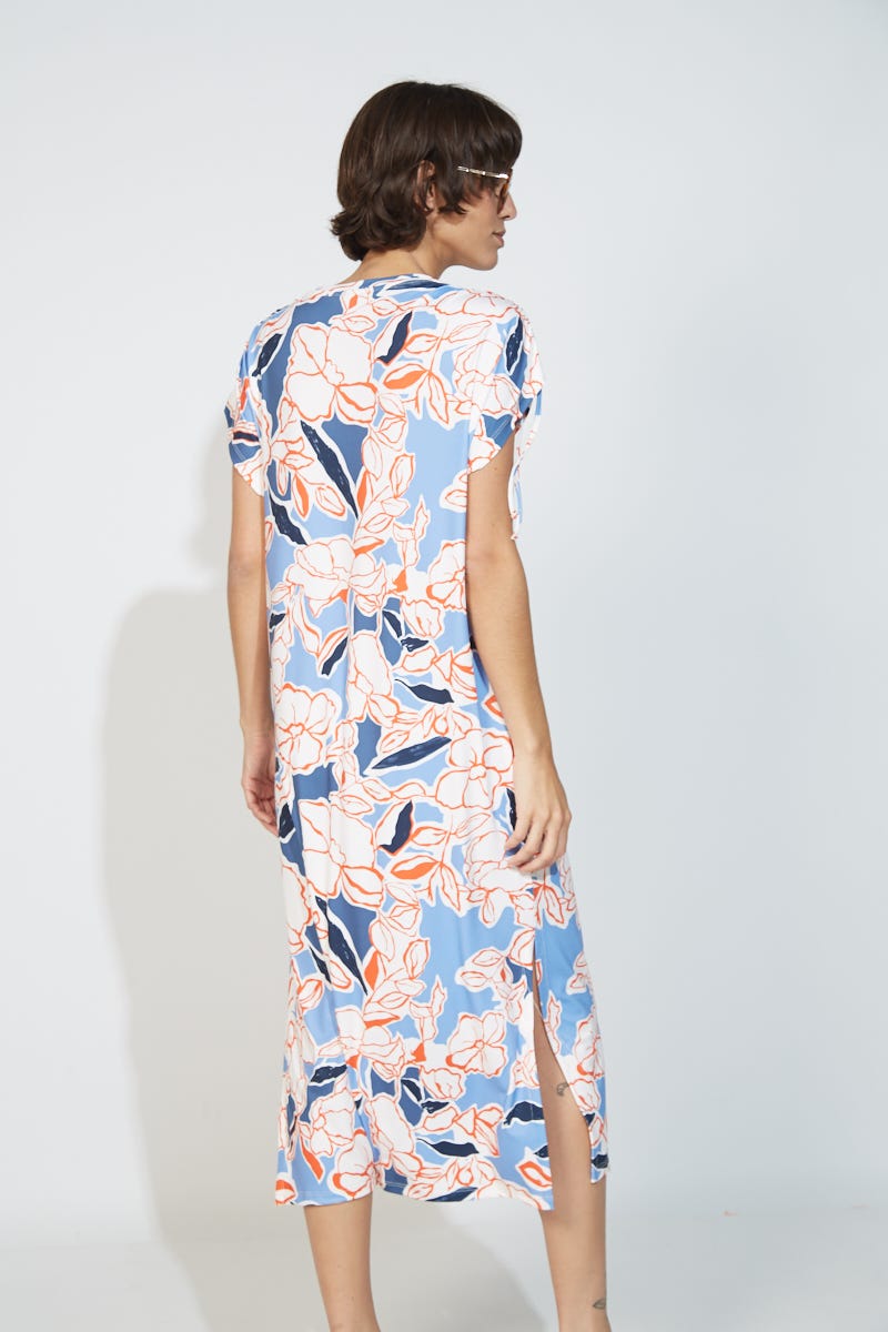 Vestido Hombro con Tiras Estampado