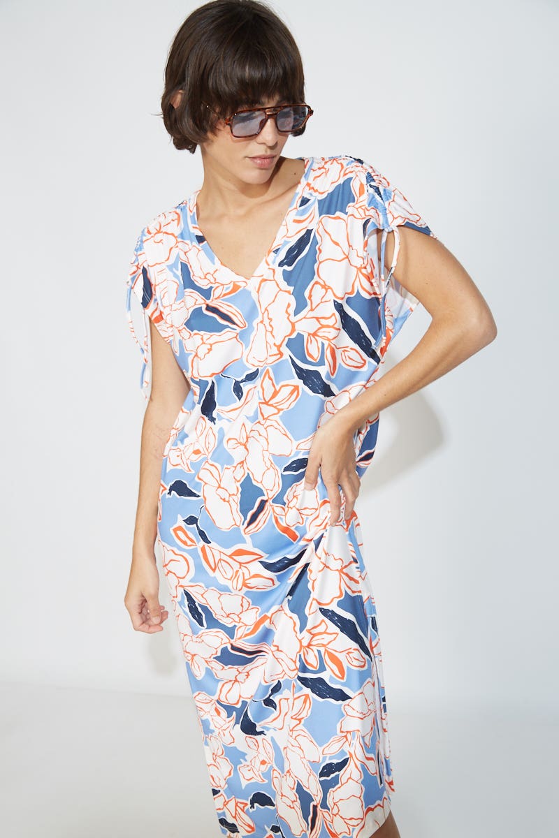 Vestido Hombro con Tiras Estampado