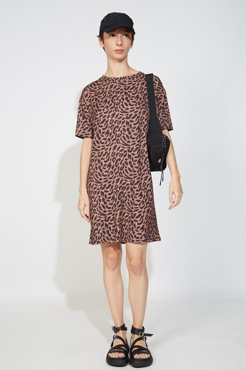 Vestido Marrón Estampa Ocelote